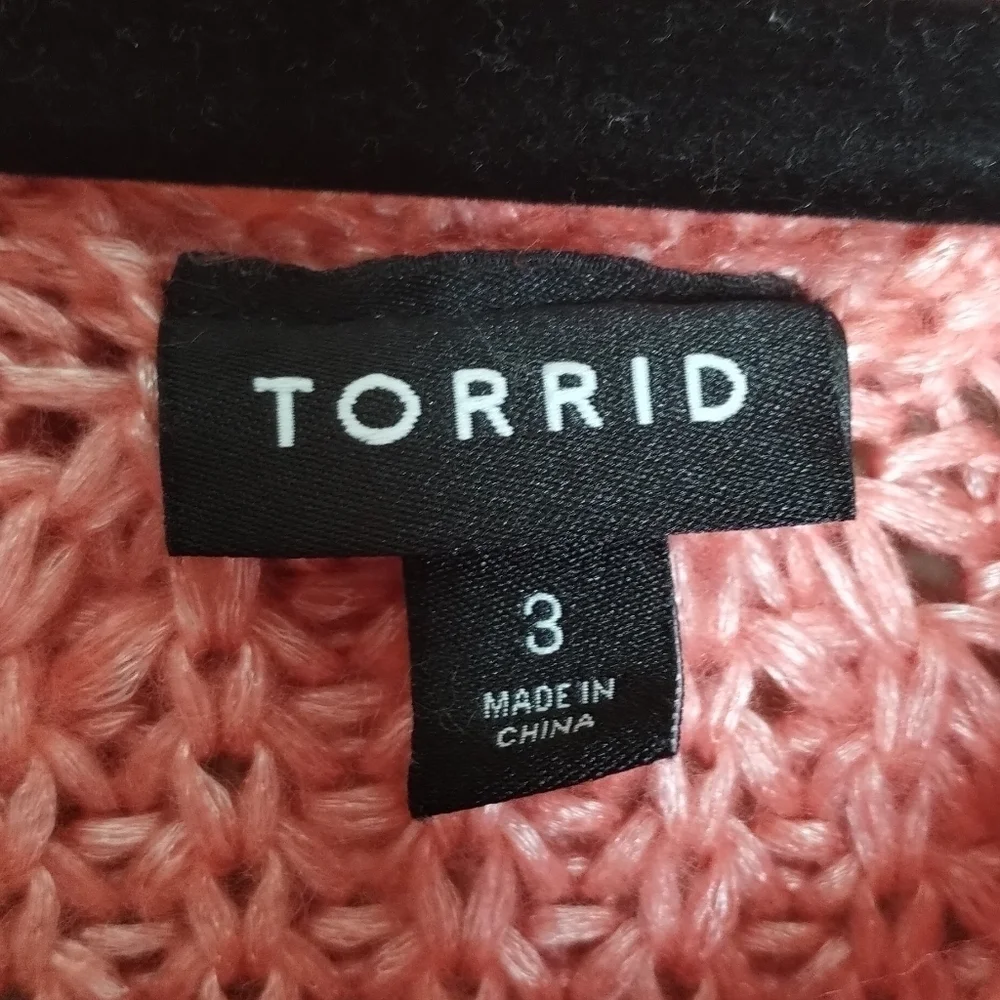 Torrid Chunky Pullover Hooded Raglan Sweater Rose Plus Size 3X